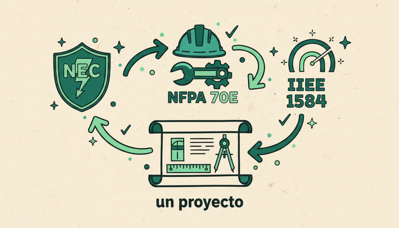 Cómo se conectan NEC, NFPA 70E y IEEE 1584 en un proyecto