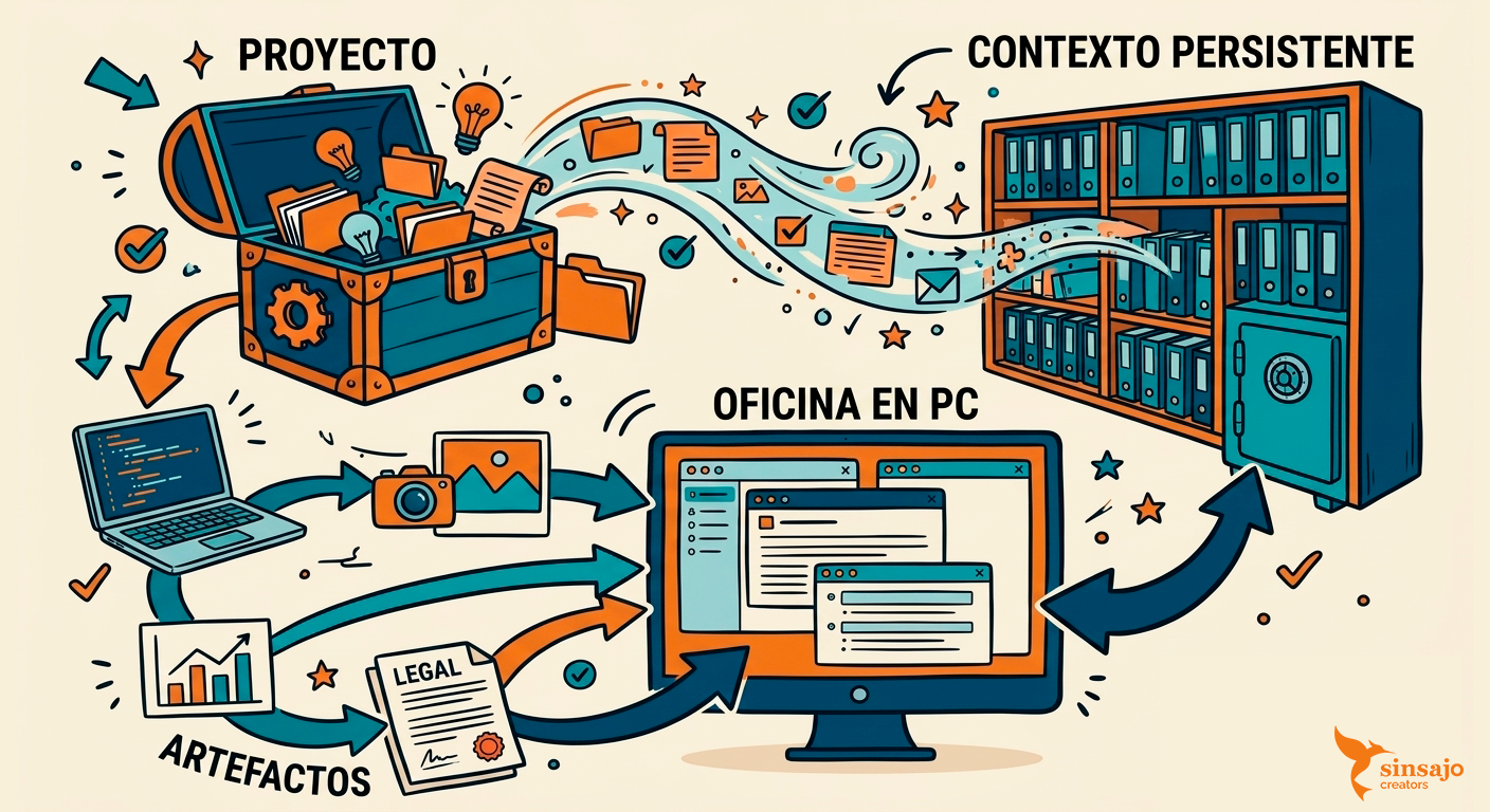 Proyectos, artifacts y contexto persistente