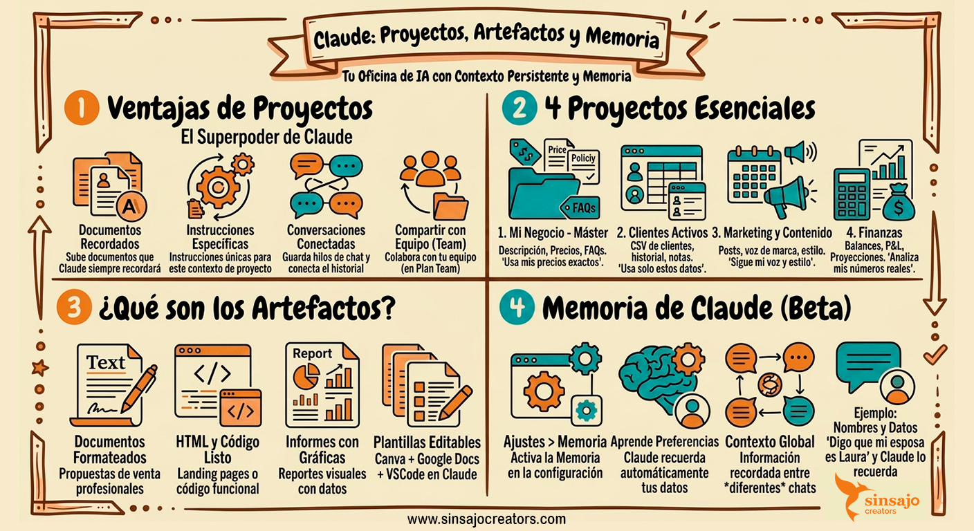 Resumen de la Lección: Proyectos, artifacts y contexto persistente