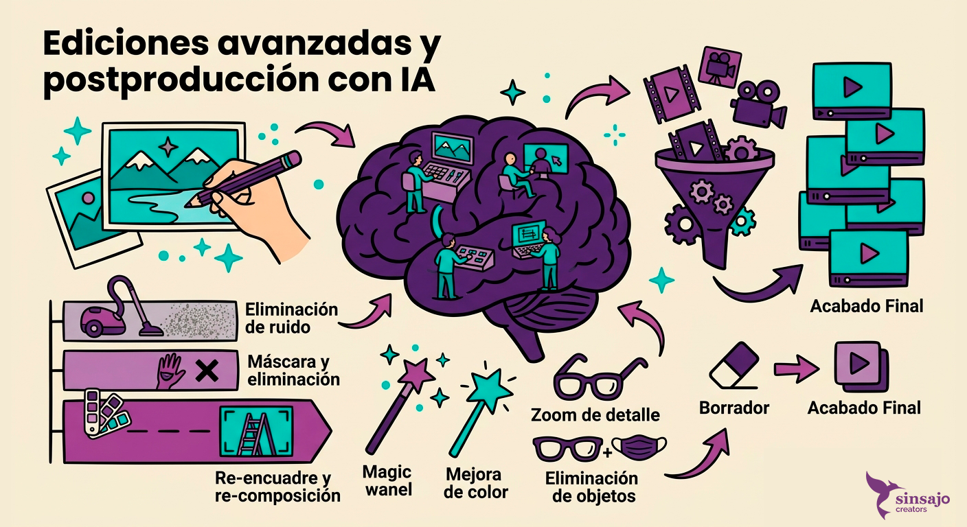 Ediciones avanzadas y postproducción con IA