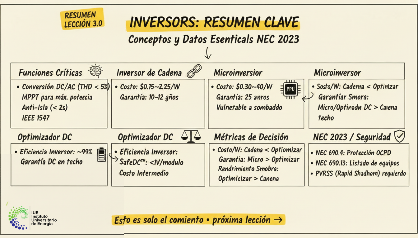 Resumen de la Lección: Inversores y Electrónica de Potencia (MLPE)