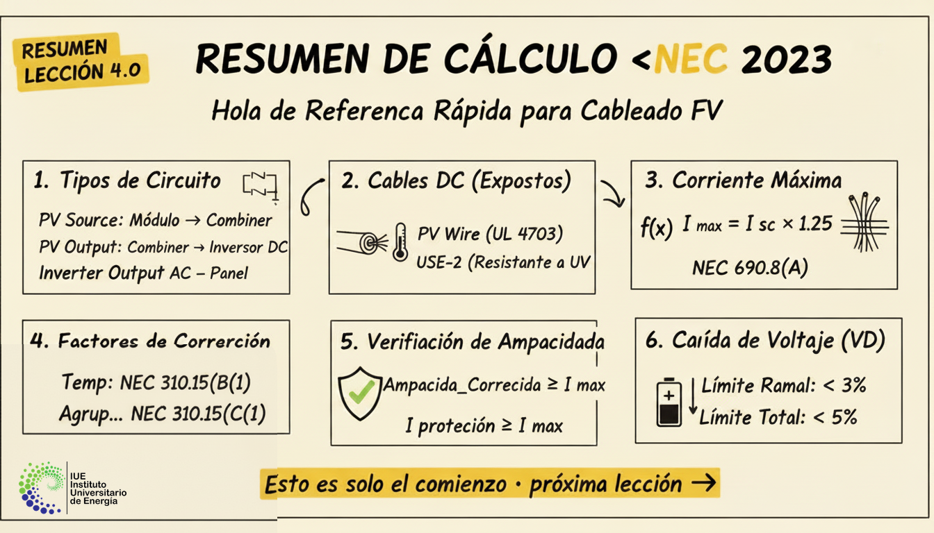 Resumen de la Lección: Cableado y Conductores según NEC 2023
