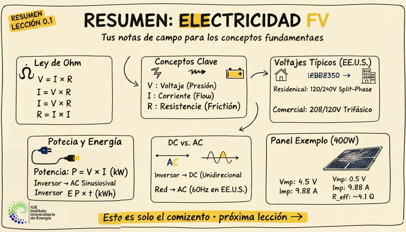 Resumen de la Lección: Fundamentos de Electricidad de Potencia