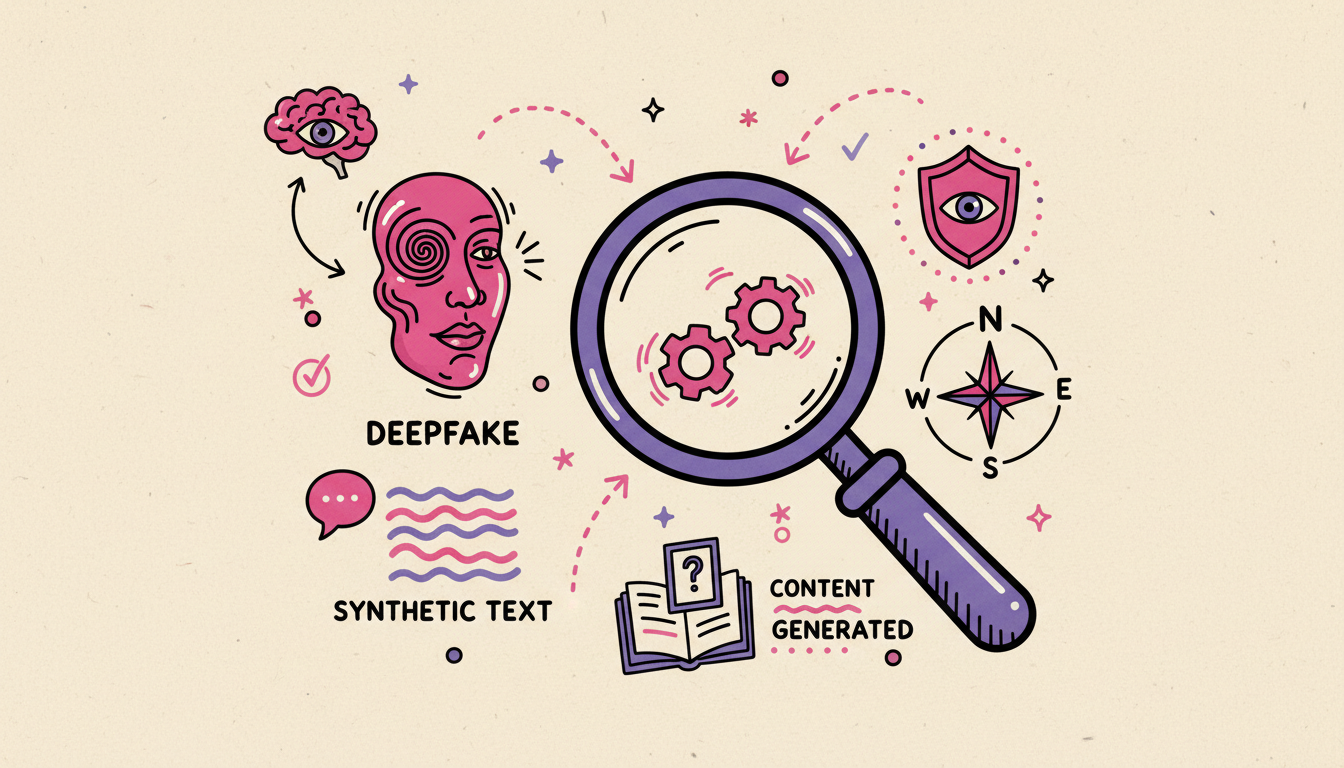 Detección de contenido sintético: deepfakes, texto y procedencia