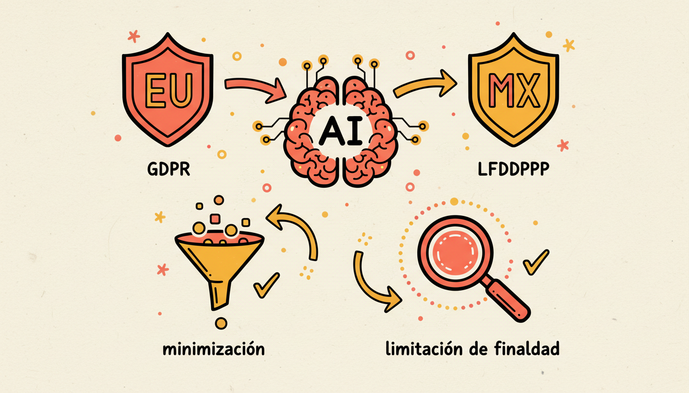 GDPR y LFPDPPP en IA: minimización y limitación de finalidad