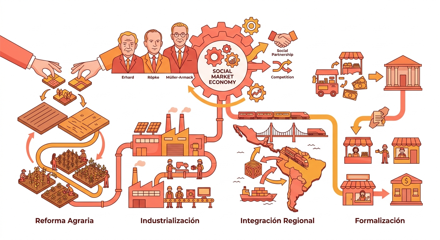 Adaptación de la Economía Social de Mercado a América Latina: reforma agraria, industrialización, integración regional y formalización