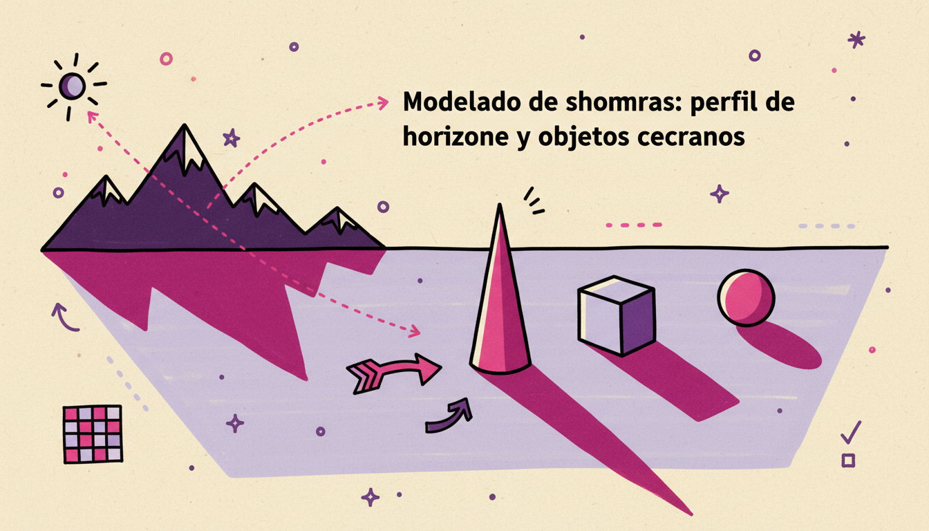 Modelado de sombras: perfil de horizonte y objetos cercanos