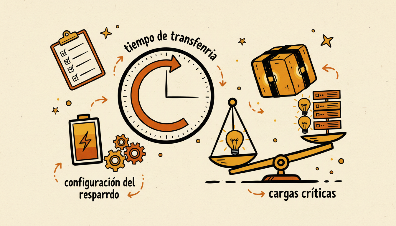 Configuración del respaldo: tiempo de transferencia y cargas críticas