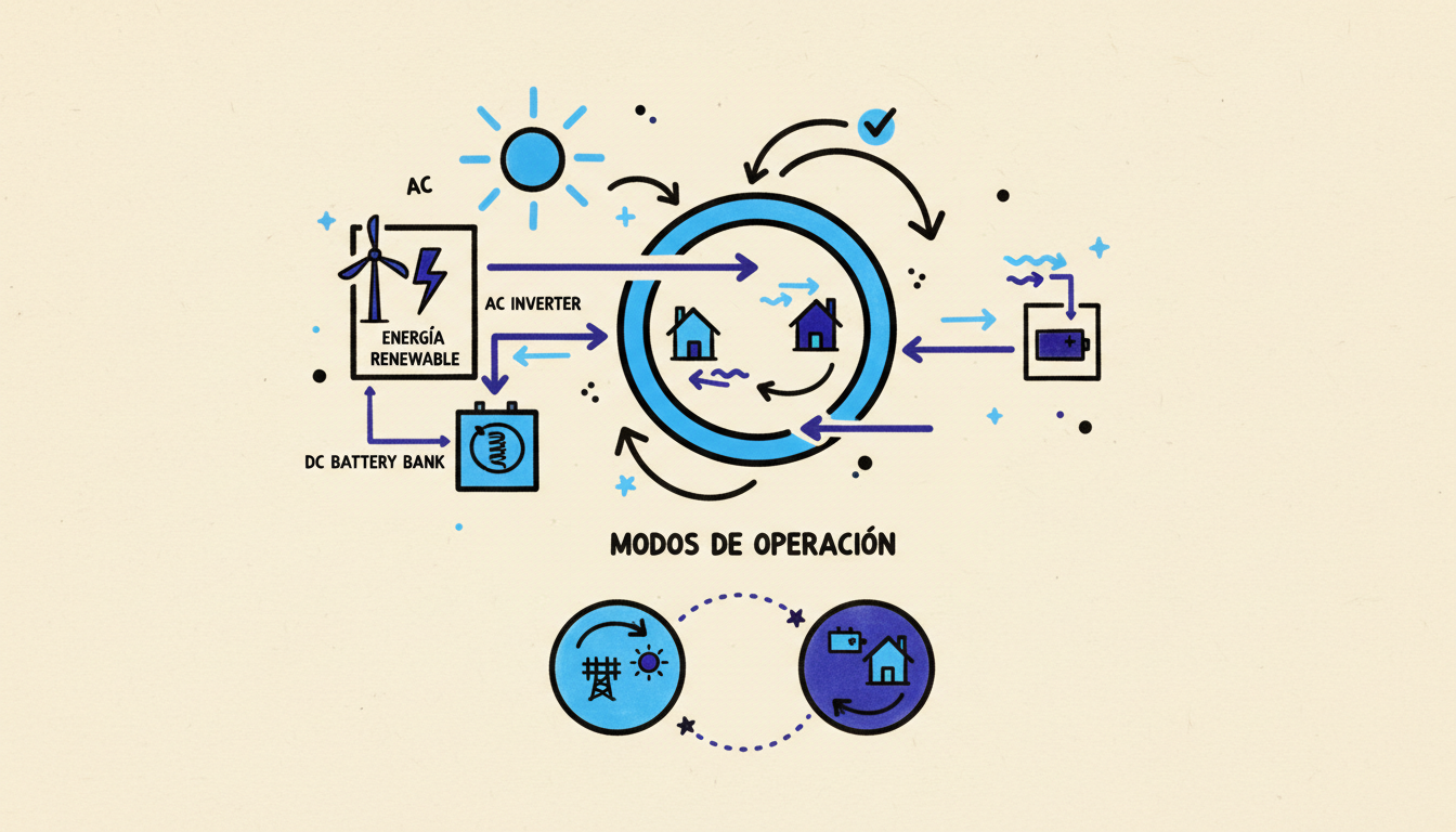 El sistema híbrido: acoplamiento AC vs. DC y modos de operación
