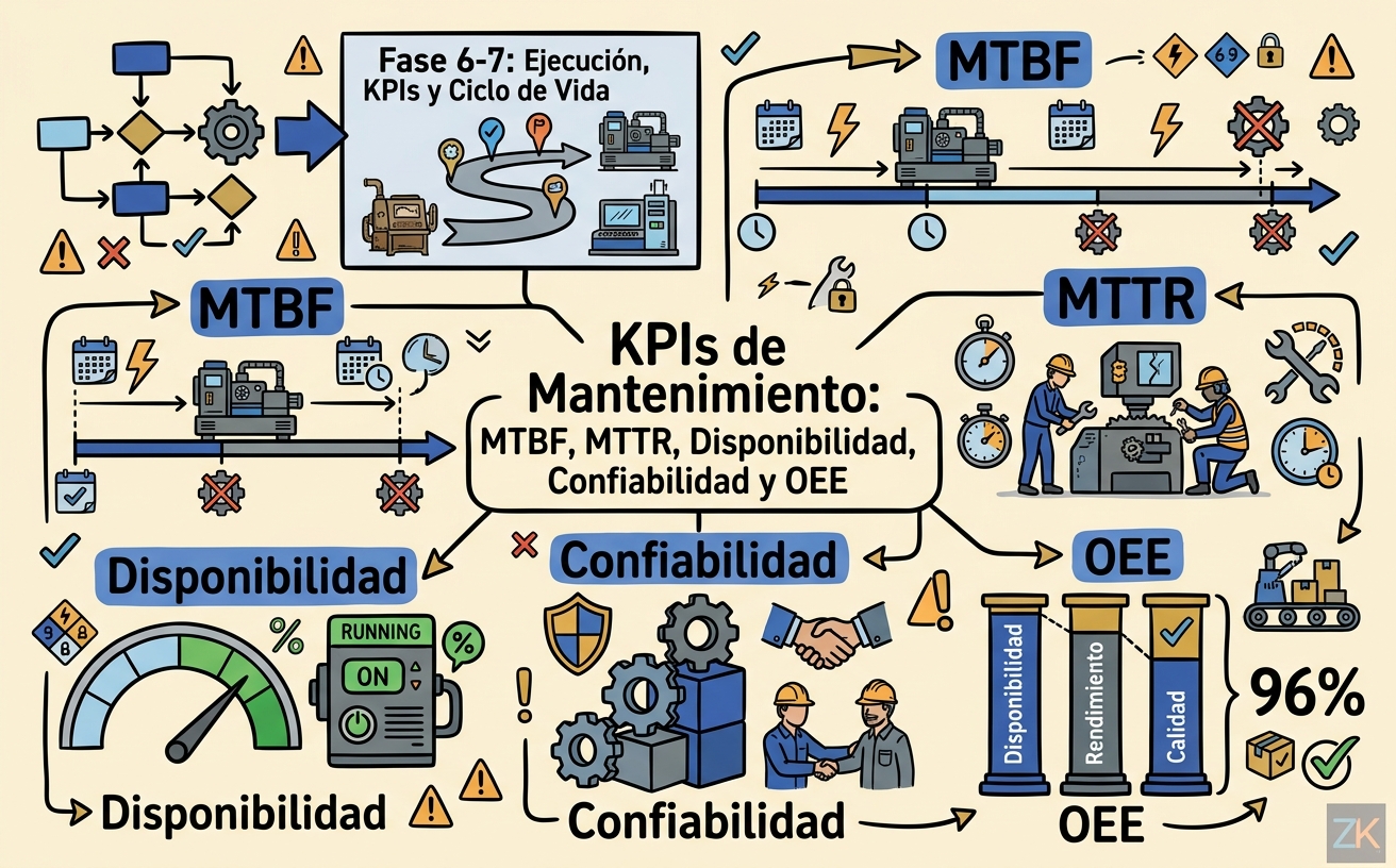 KPIs de Mantenimiento: MTBF, MTTR, Disponibilidad, Confiabilidad y OEE