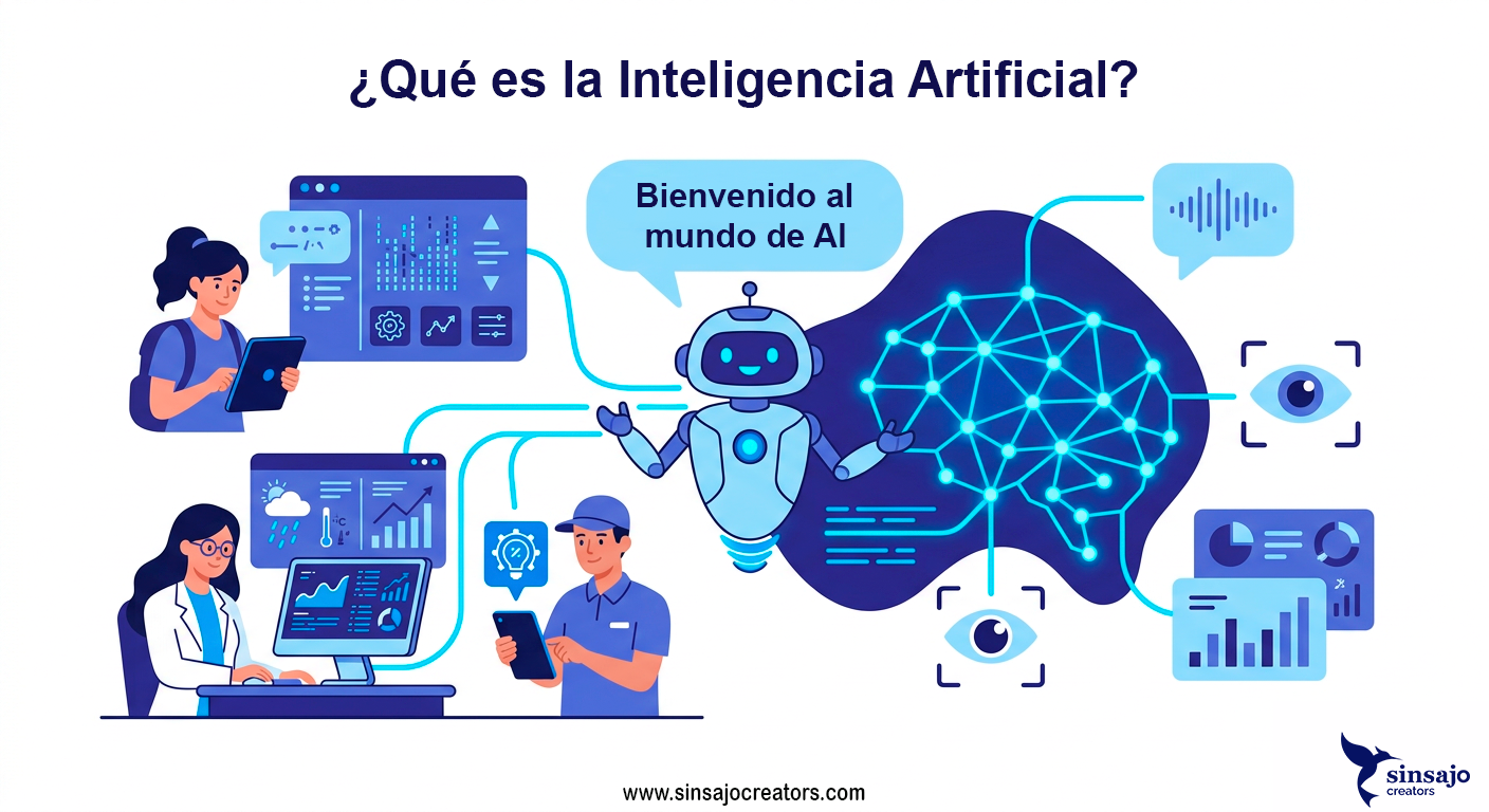 Ilustración sobre ¿Qué es la Inteligencia Artificial? en la lección Bienvenida al Mundo de la IA