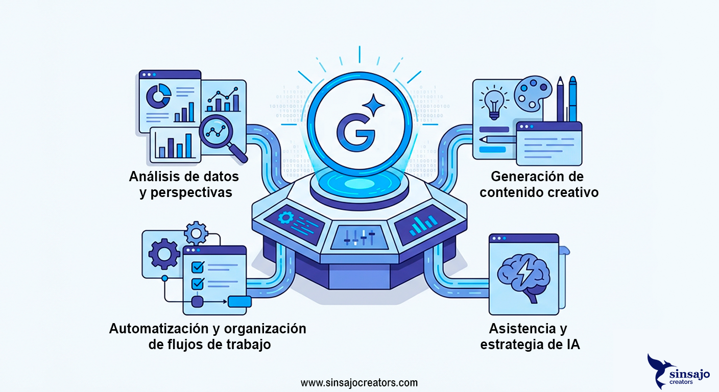 Ilustración sobre Conoce a Gemini: Tu Asistente IA en la lección Tu Centro de Comando: Google Gemini