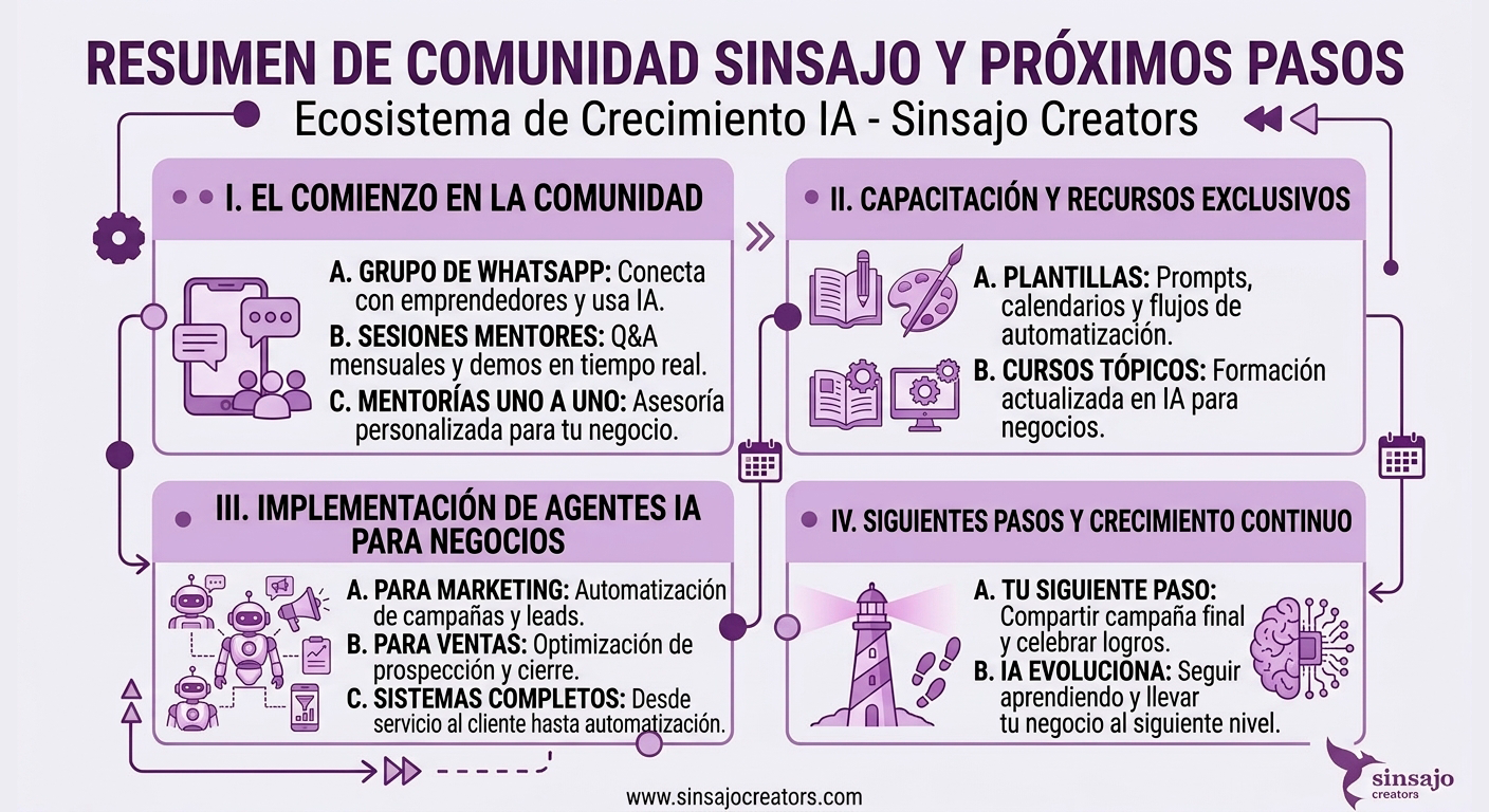Resumen de la Lección: Comunidad Sinsajo y Próximos Pasos