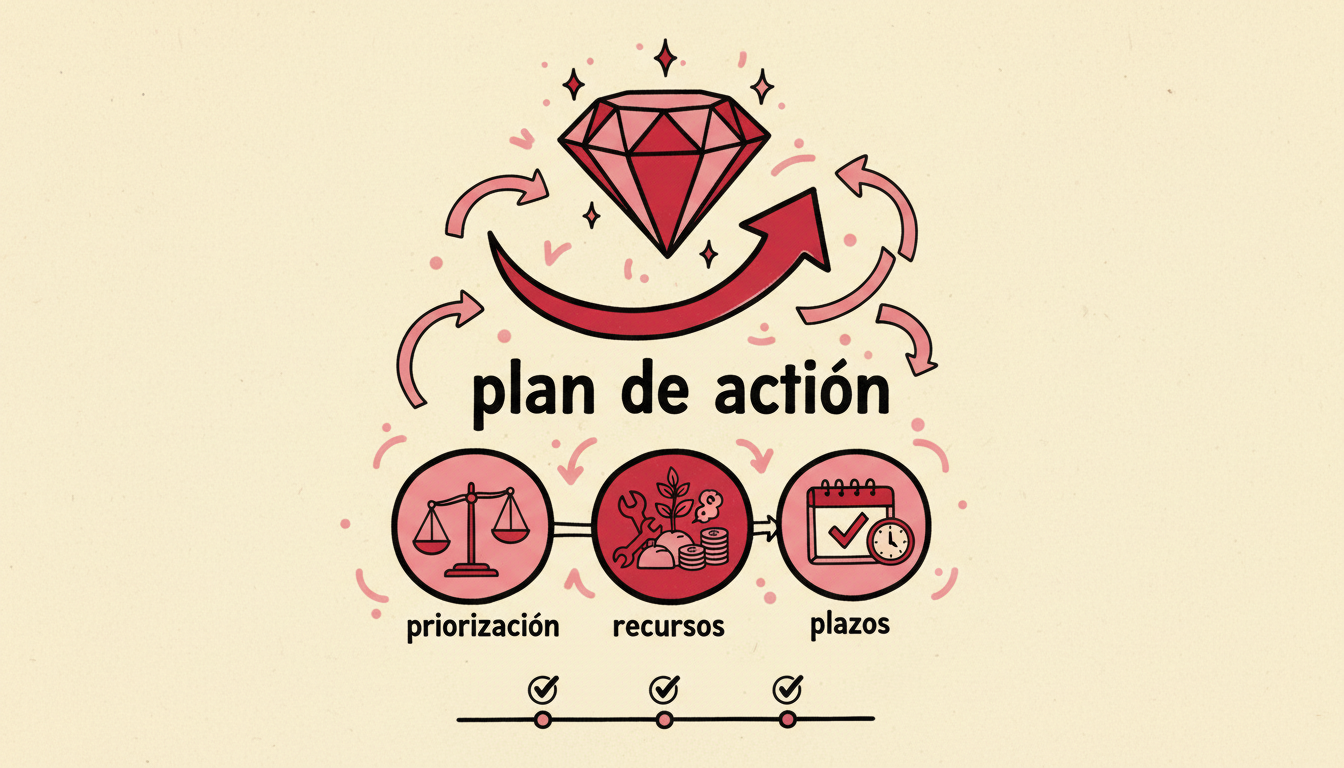 Creando un plan de acción: priorización, recursos y plazos