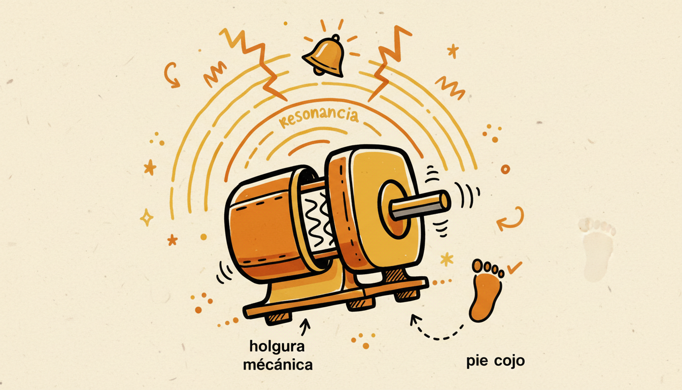 Detección de holgura mecánica, pie cojo y resonancia
