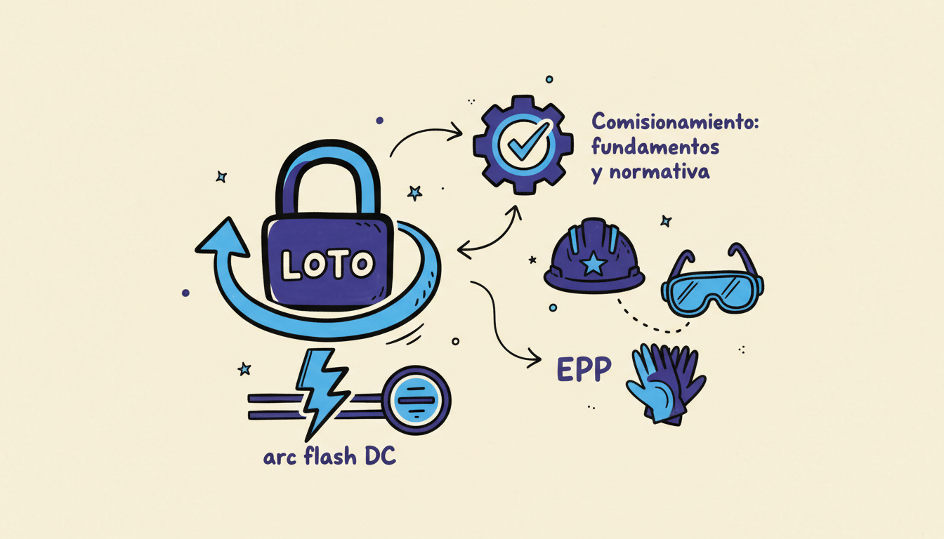Seguridad en comisionamiento: LOTO, arc flash DC y EPP
