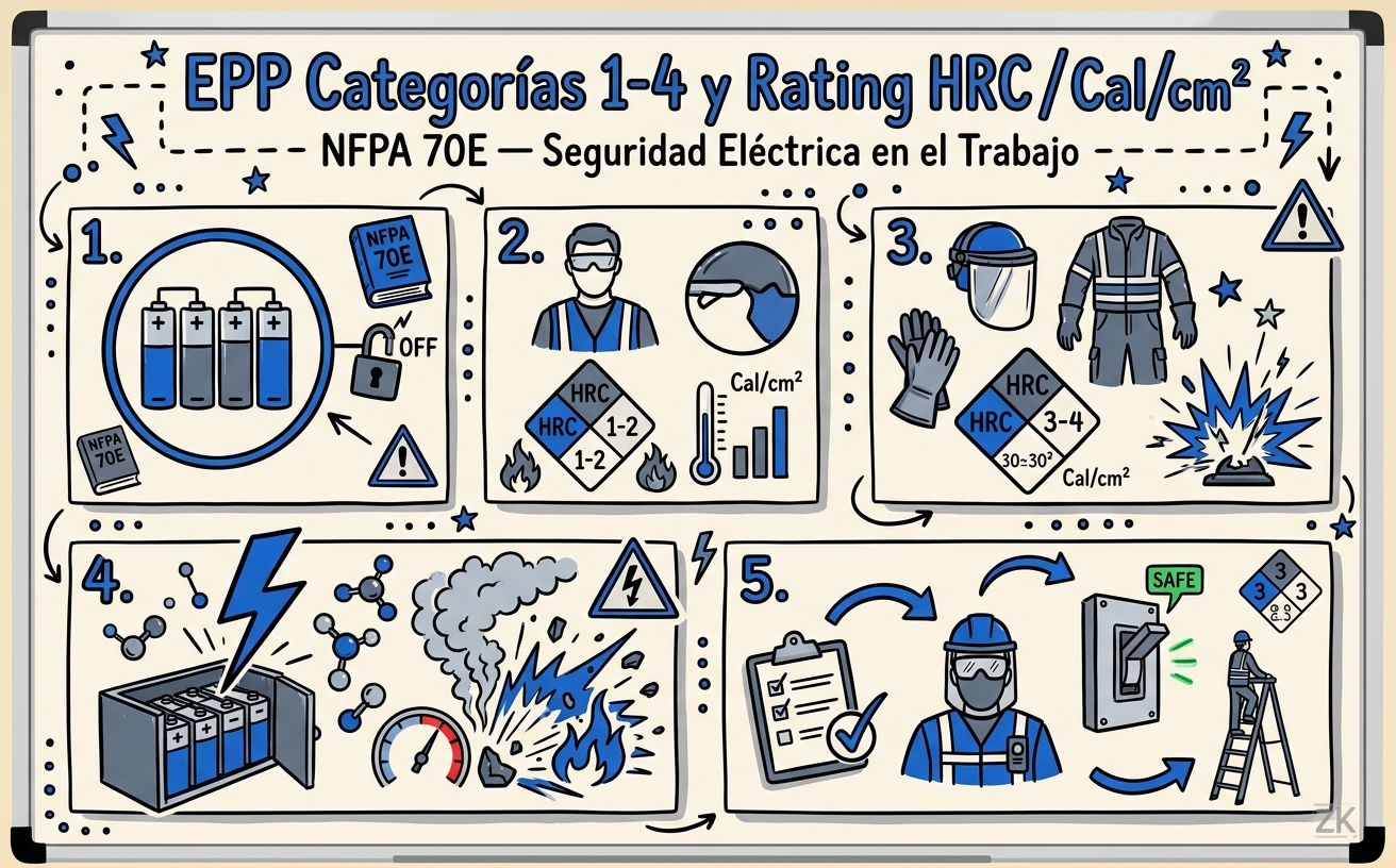 Resumen de la Lección: EPP Categorías 1-4 y Rating HRC / Cal/cm²