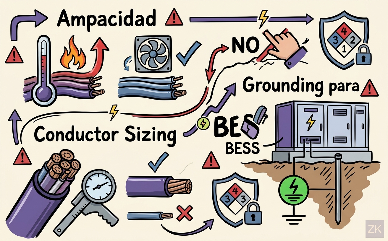 Ampacidad, Conductor Sizing y Grounding para BESS