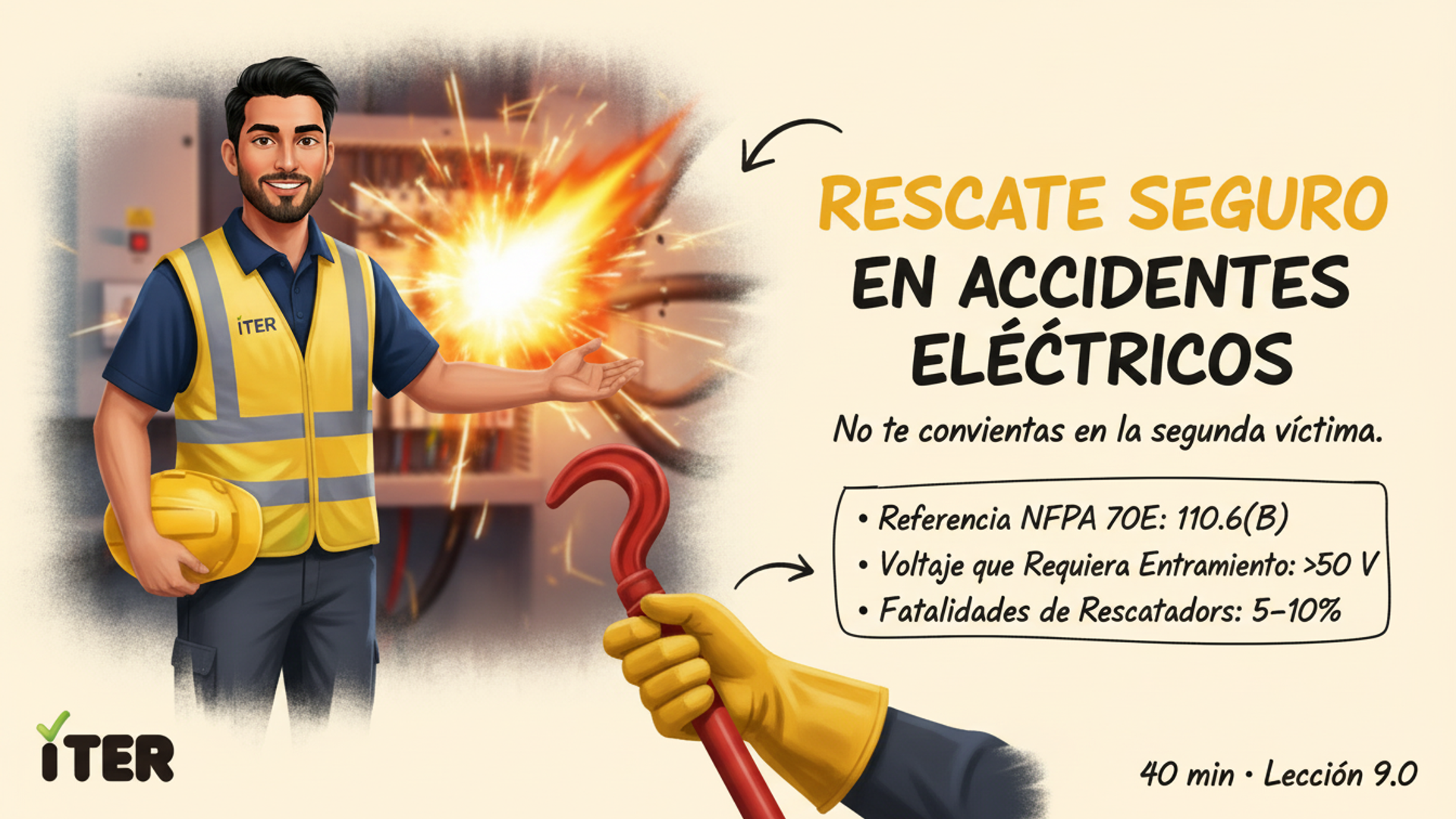 Rescate seguro en accidentes eléctricos — no te electrocutes también