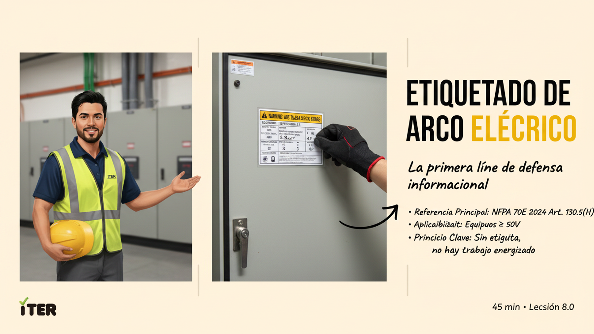 Artículo 130.5(H) — Etiquetado de equipos (arc flash labels)