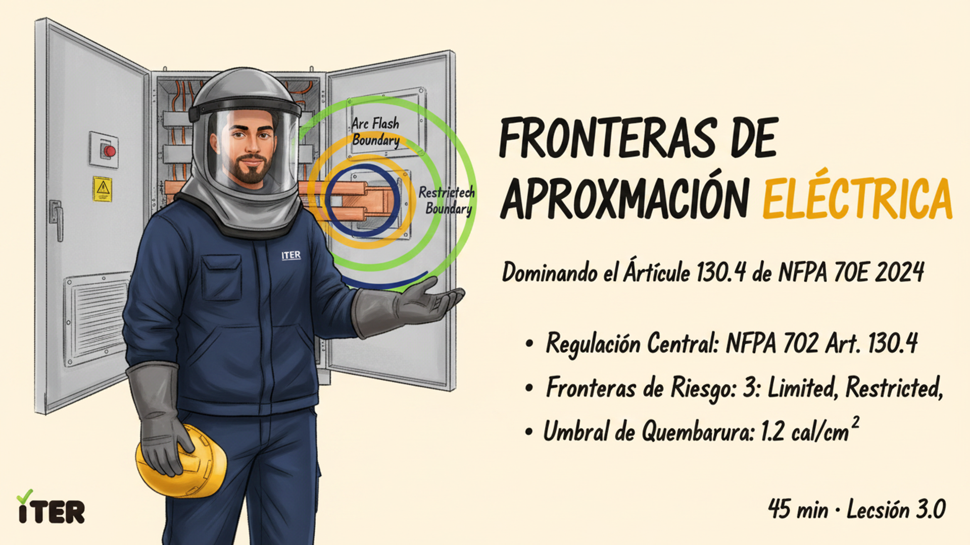 Artículo 130.4 — Limited, Restricted y Arc Flash Boundaries