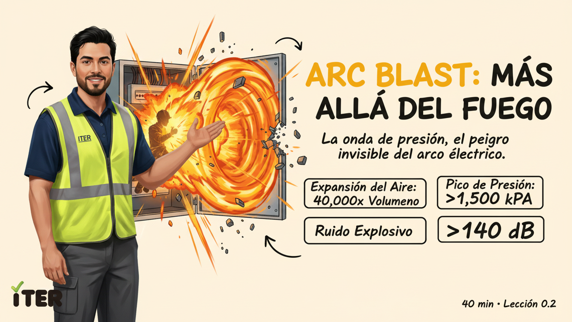 Arc Blast: onda de presión, proyectiles, ruido y UV